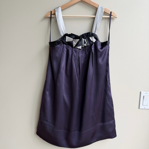 BCBG Y2K Silk Purple Black Silver Going Out Dress w/ Pockets - Picture 4 of 13